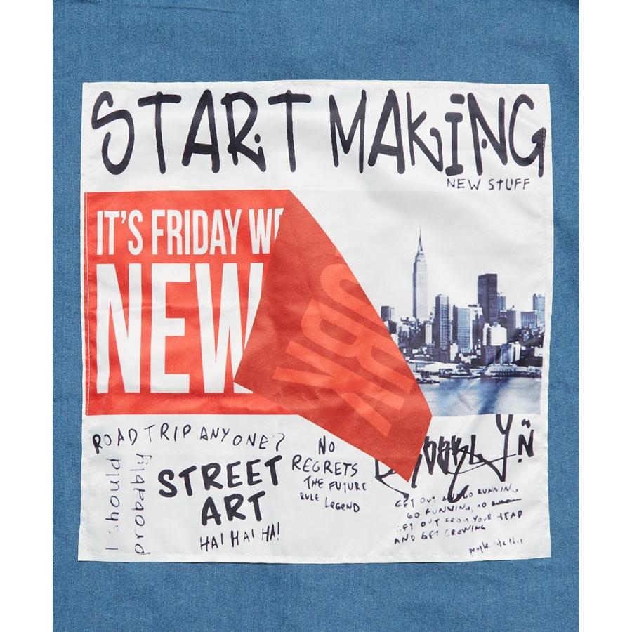 ビッグシャツ メンズ 半袖シャツ ロゴプリント ビッグロゴ ビッグシルエット オーバーサイズ 大きいサイズ デニムシャツ 青 黒 improves | improves | 14