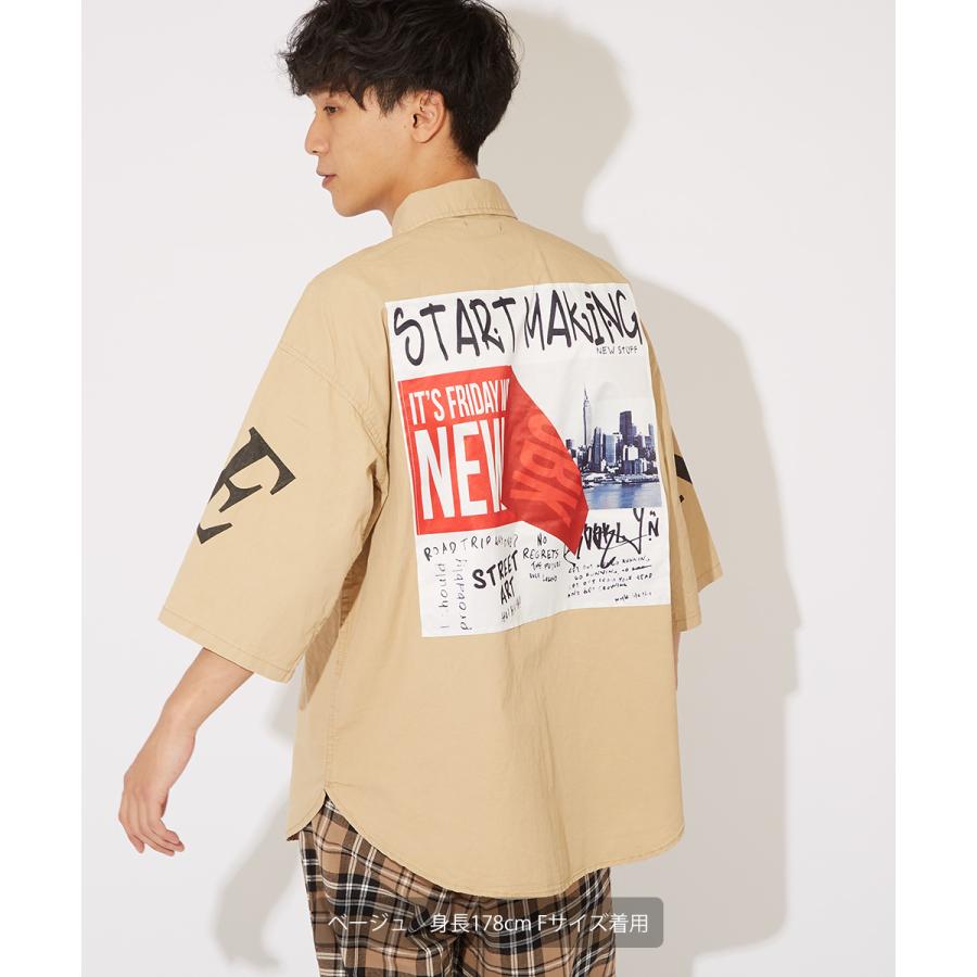 ビッグシャツ メンズ 半袖シャツ ロゴプリント ビッグロゴ ビッグシルエット オーバーサイズ 大きいサイズ デニムシャツ 青 黒 improves | improves | 04