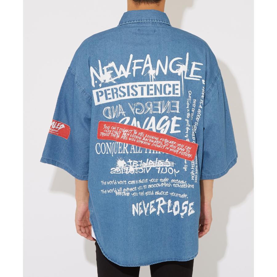 ビッグシャツ メンズ 半袖シャツ ロゴプリント ビッグシルエット オーバーサイズ 大きいサイズ デニムシャツ 青 黒 白 improves | improves | 11