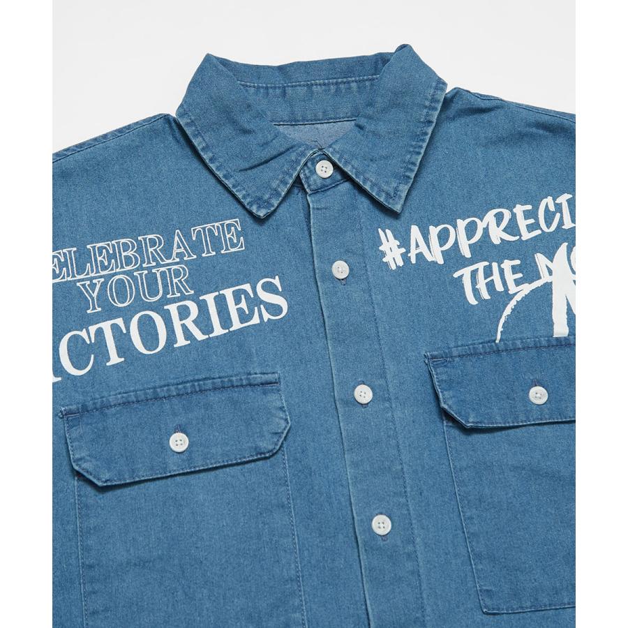 ビッグシャツ メンズ 半袖シャツ ロゴプリント ビッグシルエット オーバーサイズ 大きいサイズ デニムシャツ 青 黒 白 improves | improves | 12