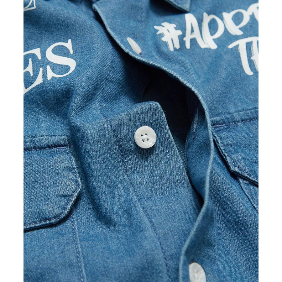 ビッグシャツ メンズ 半袖シャツ ロゴプリント ビッグシルエット オーバーサイズ 大きいサイズ デニムシャツ 青 黒 白 improves | improves | 15