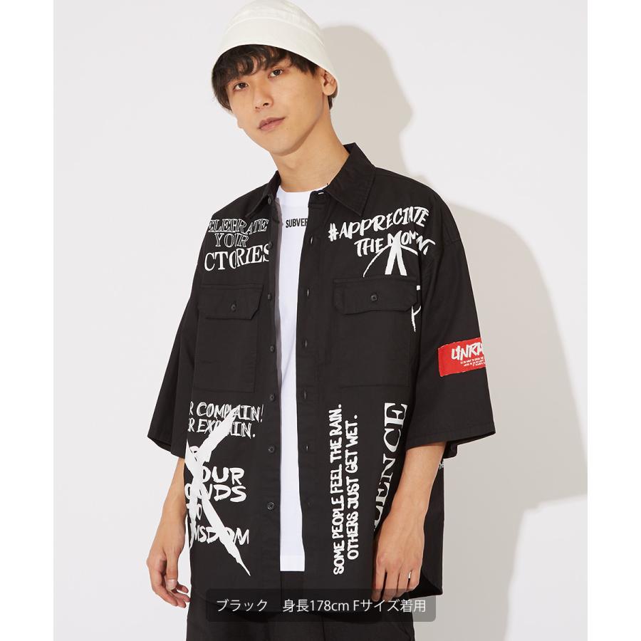 ビッグシャツ メンズ 半袖シャツ ロゴプリント ビッグシルエット オーバーサイズ 大きいサイズ デニムシャツ 青 黒 白 improves | improves | 03