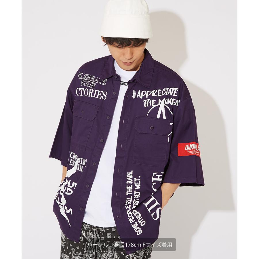 ビッグシャツ メンズ 半袖シャツ ロゴプリント ビッグシルエット オーバーサイズ 大きいサイズ デニムシャツ 青 黒 白 improves | improves | 05