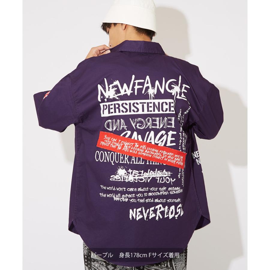 ビッグシャツ メンズ 半袖シャツ ロゴプリント ビッグシルエット オーバーサイズ 大きいサイズ デニムシャツ 青 黒 白 improves | improves | 06