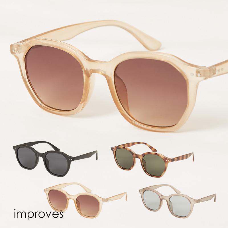 サングラス メンズ ウェリントン メガネ 眼鏡 カラーレンズ クリアレンズ 伊達めがね ダテメガネ 黒縁 黒 デミ クリアー improves | improves