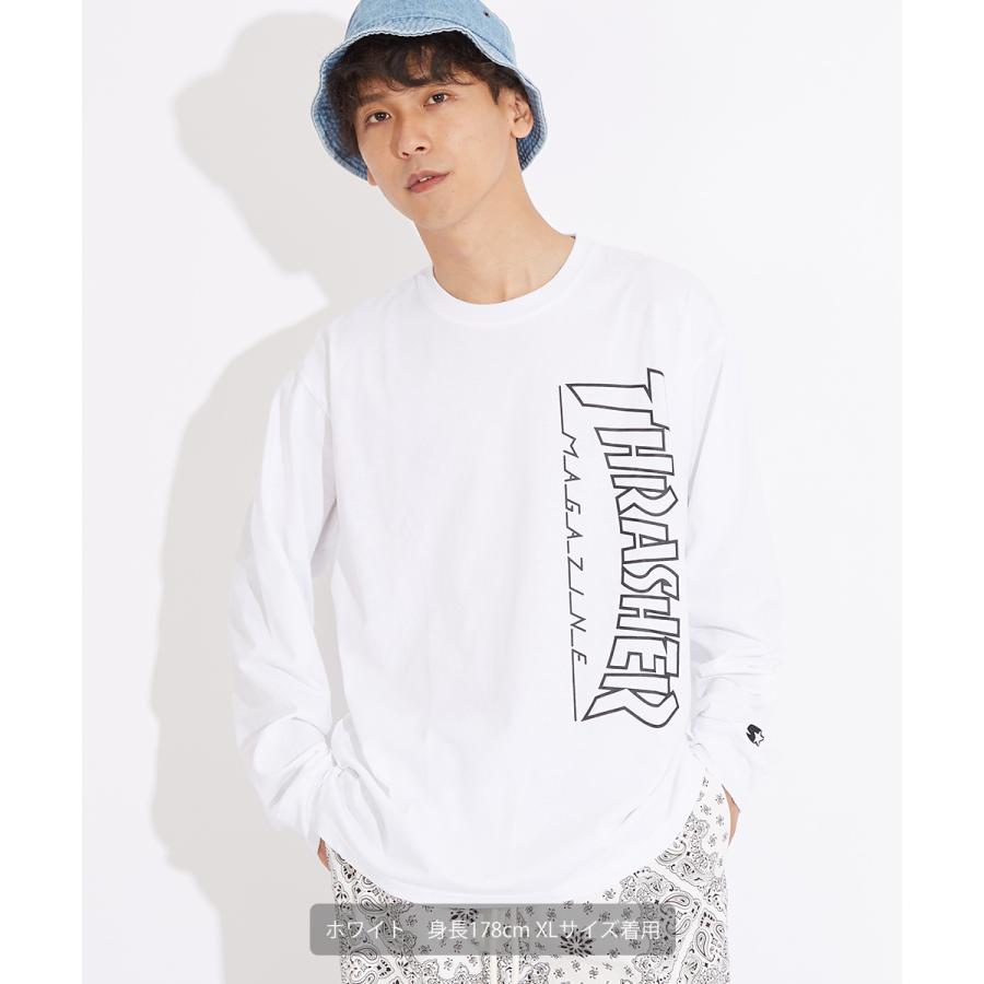 STARTER×THRASHER スターター×スラッシャー 長袖Tシャツ メンズ ロンT ロゴT プリントTシャツ クルーネック ゆったり 大きいサイズ 白 黒 ブランド | improves | 01