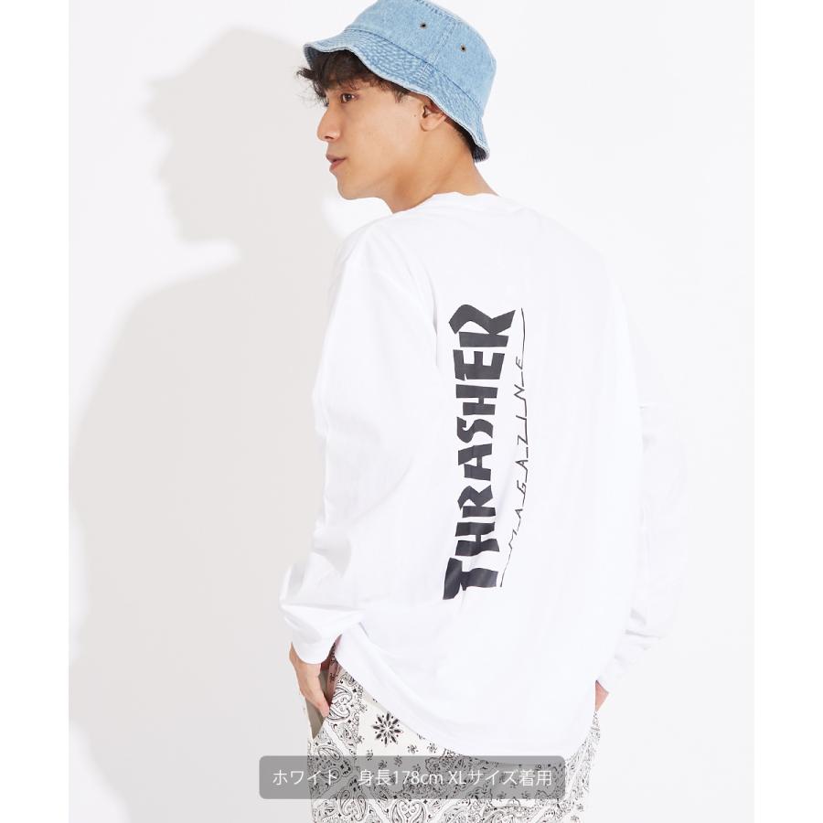 STARTER×THRASHER スターター×スラッシャー 長袖Tシャツ メンズ ロンT ロゴT プリントTシャツ クルーネック ゆったり 大きいサイズ 白 黒 ブランド | improves | 03