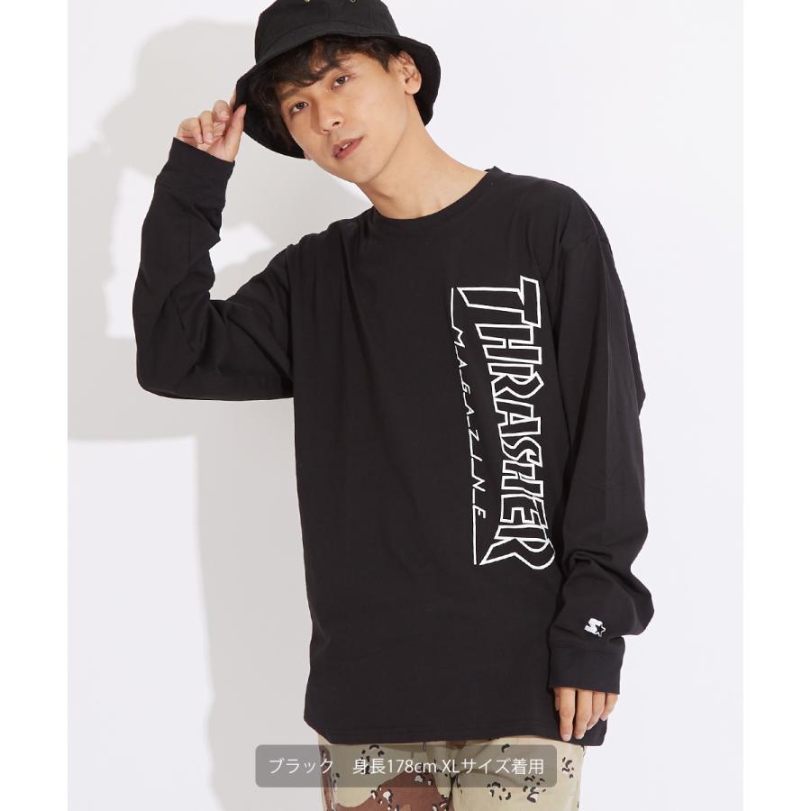 STARTER×THRASHER スターター×スラッシャー 長袖Tシャツ メンズ ロンT ロゴT プリントTシャツ クルーネック ゆったり 大きいサイズ 白 黒 ブランド | improves | 04