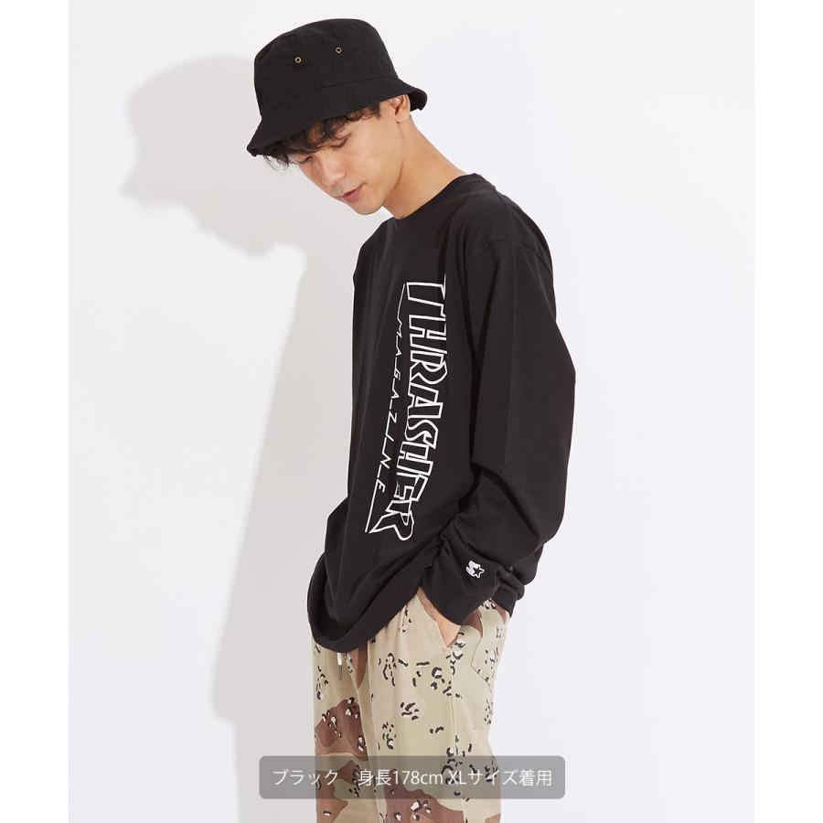 STARTER×THRASHER スターター×スラッシャー 長袖Tシャツ メンズ ロンT ロゴT プリントTシャツ クルーネック ゆったり 大きいサイズ 白 黒 ブランド | improves | 05