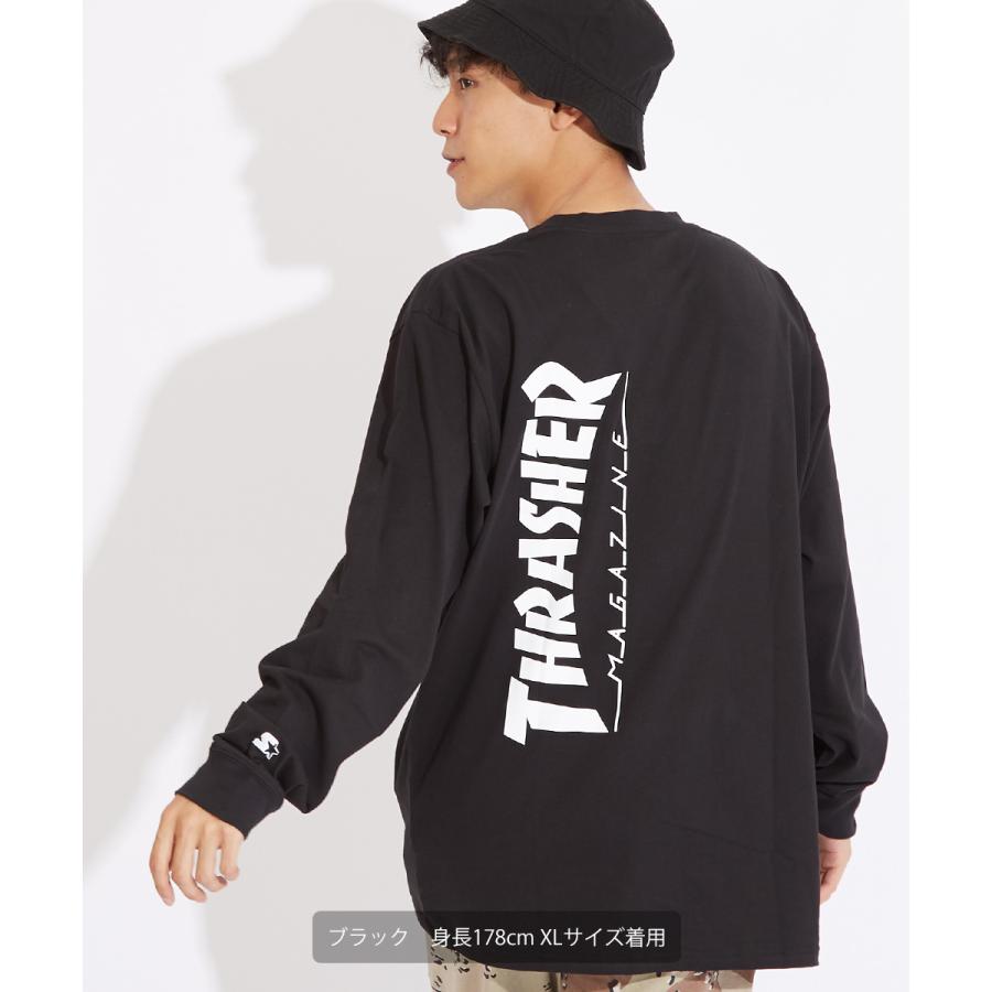 STARTER×THRASHER スターター×スラッシャー 長袖Tシャツ メンズ ロンT ロゴT プリントTシャツ クルーネック ゆったり 大きいサイズ 白 黒 ブランド | improves | 06