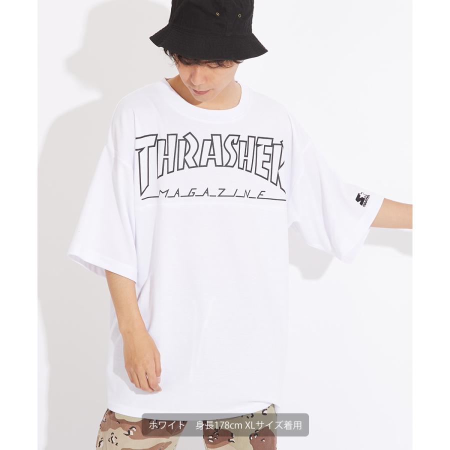 STARTER×THRASHER スターター×スラッシャー 半袖Tシャツ メンズ フットボールTシャツ ロゴT ビッグロゴ プリントTシャツ クルーネック 大きいサイズ ブランド | improves | 01