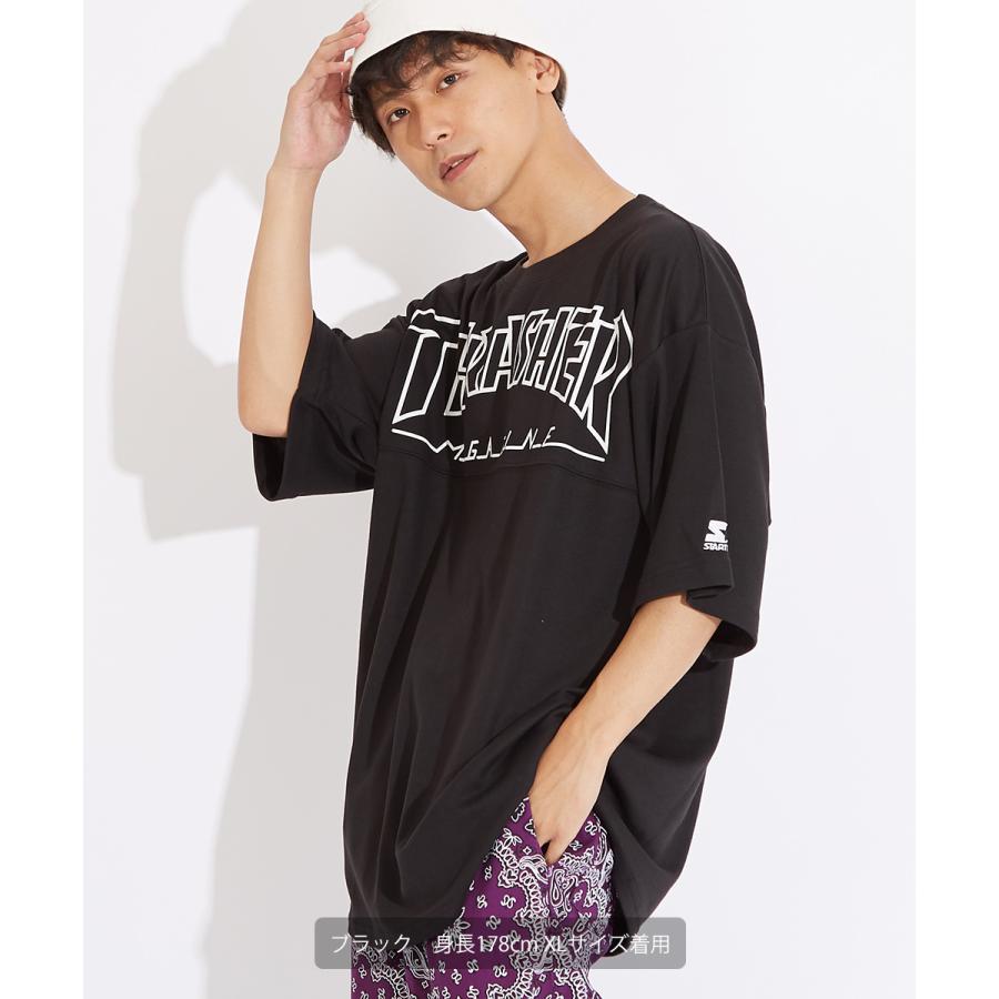 STARTER×THRASHER スターター×スラッシャー 半袖Tシャツ メンズ フットボールTシャツ ロゴT ビッグロゴ プリントTシャツ クルーネック 大きいサイズ ブランド | improves | 03