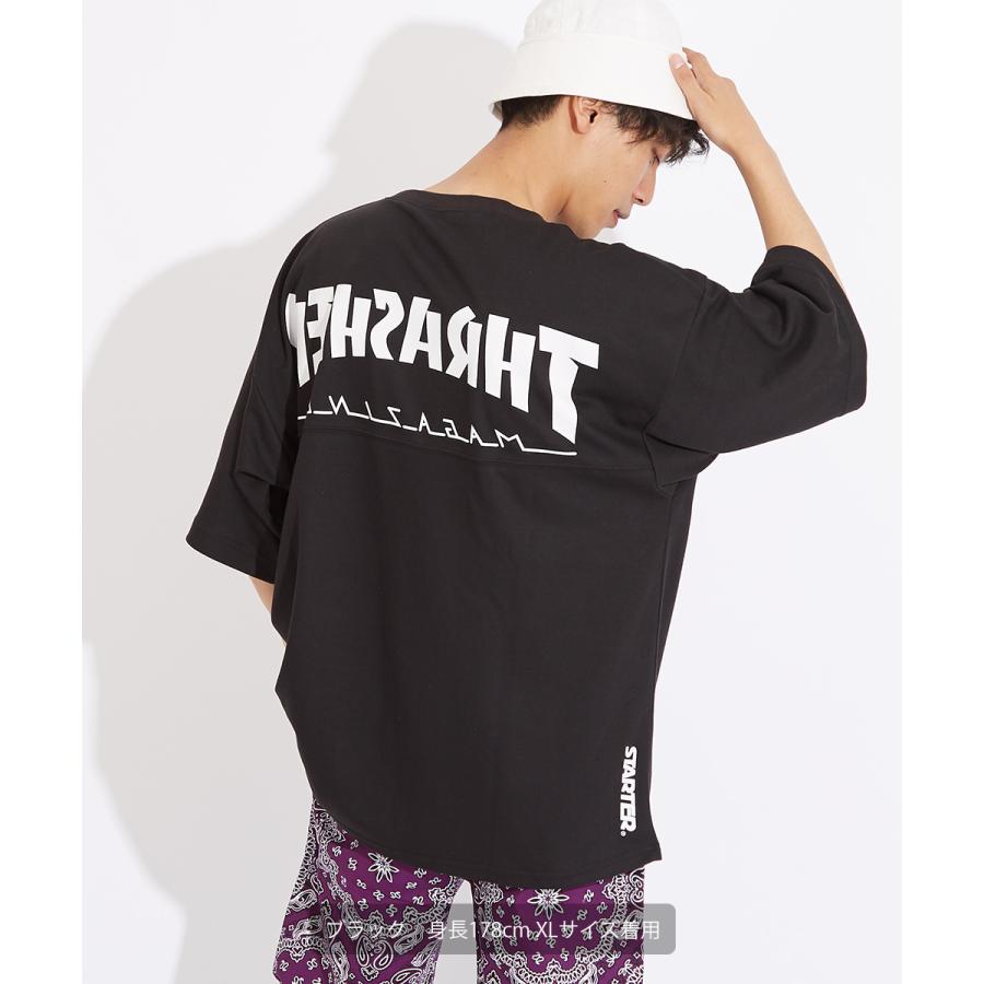 STARTER×THRASHER スターター×スラッシャー 半袖Tシャツ メンズ フットボールTシャツ ロゴT ビッグロゴ プリントTシャツ クルーネック 大きいサイズ ブランド | improves | 04