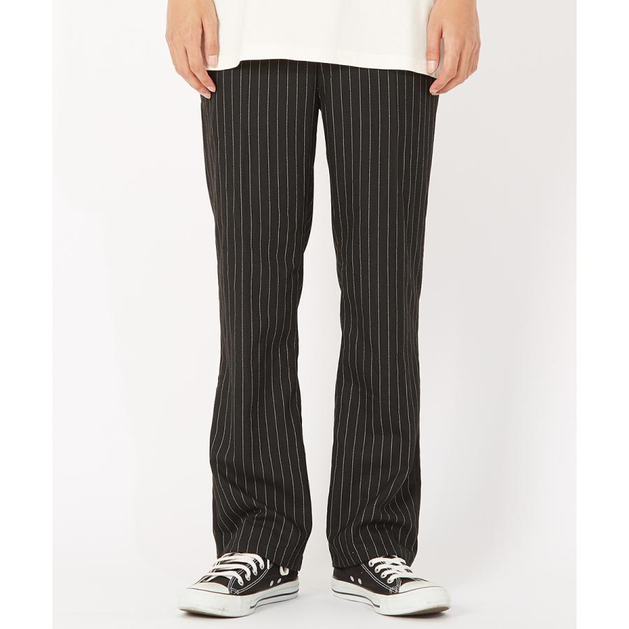 スラックス メンズ TR素材 スーツ生地 フレアパンツ 無地 ペンシルストライプ柄 ストライプパンツ シューカットパンツ トラウザーパンツ 黒 improves | improves | 12