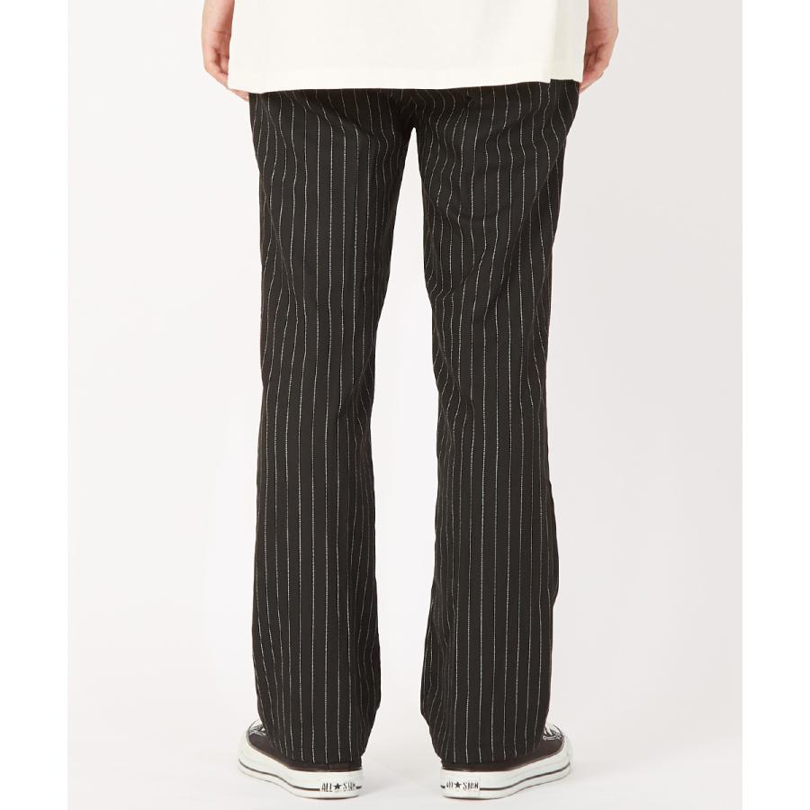 スラックス メンズ TR素材 スーツ生地 フレアパンツ 無地 ペンシルストライプ柄 ストライプパンツ シューカットパンツ トラウザーパンツ 黒 improves | improves | 14