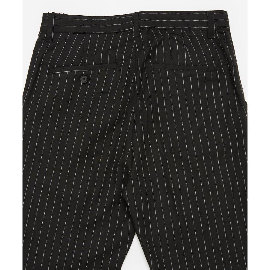 スラックス メンズ TR素材 スーツ生地 フレアパンツ 無地 ペンシルストライプ柄 ストライプパンツ シューカットパンツ トラウザーパンツ 黒 improves | improves | 16