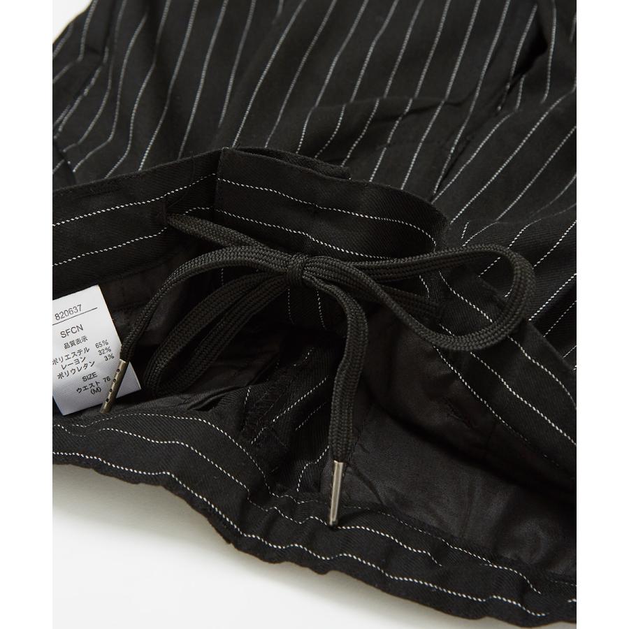 スラックス メンズ TR素材 スーツ生地 フレアパンツ 無地 ペンシルストライプ柄 ストライプパンツ シューカットパンツ トラウザーパンツ 黒 improves | improves | 18