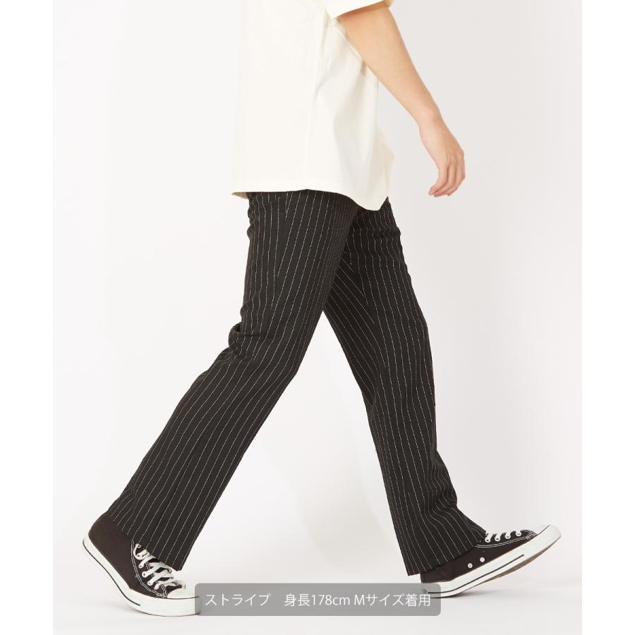 スラックス メンズ TR素材 スーツ生地 フレアパンツ 無地 ペンシルストライプ柄 ストライプパンツ シューカットパンツ トラウザーパンツ 黒 improves | improves | 09