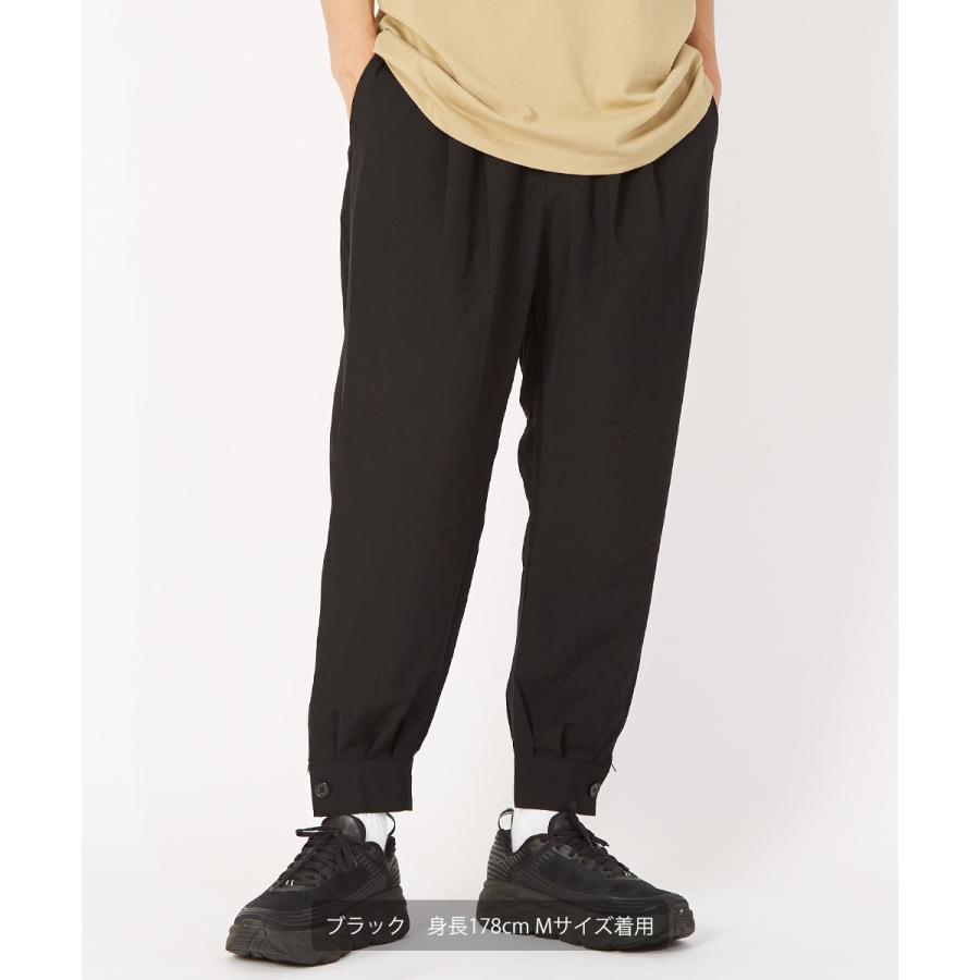 スラックス メンズ TR素材 スーツ生地 裾ジップ ワイドパンツ ウエストゴム 無地 ペンシルストライプ柄 ストライプパンツ サルエルパンツ 黒 improves | improves | 01