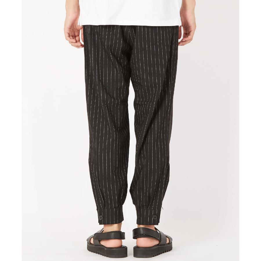 スラックス メンズ TR素材 スーツ生地 裾ジップ ワイドパンツ ウエストゴム 無地 ペンシルストライプ柄 ストライプパンツ サルエルパンツ 黒 improves | improves | 11