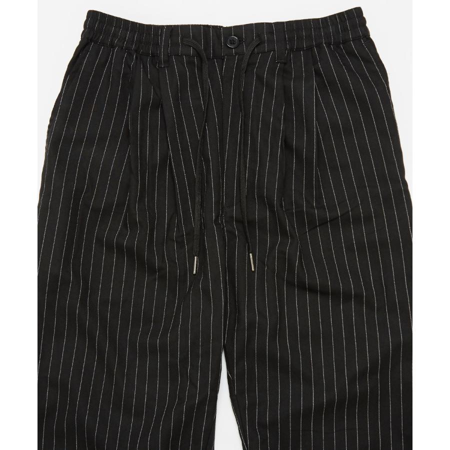 スラックス メンズ TR素材 スーツ生地 裾ジップ ワイドパンツ ウエストゴム 無地 ペンシルストライプ柄 ストライプパンツ サルエルパンツ 黒 improves | improves | 12