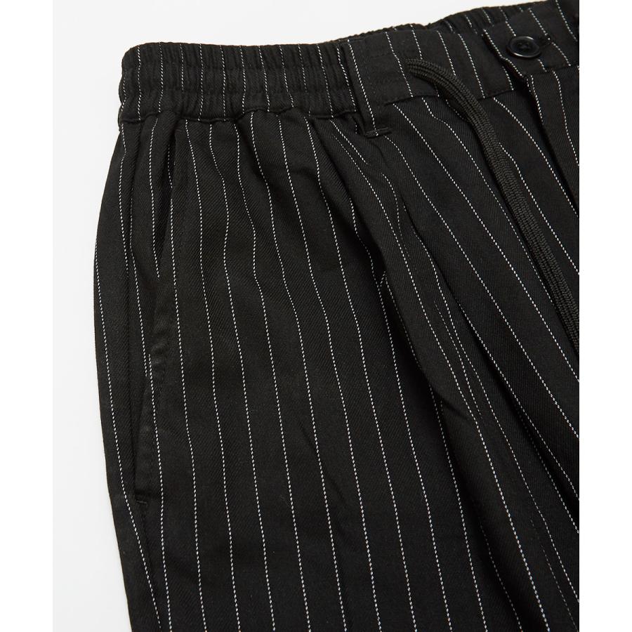 スラックス メンズ TR素材 スーツ生地 裾ジップ ワイドパンツ ウエストゴム 無地 ペンシルストライプ柄 ストライプパンツ サルエルパンツ 黒 improves | improves | 14