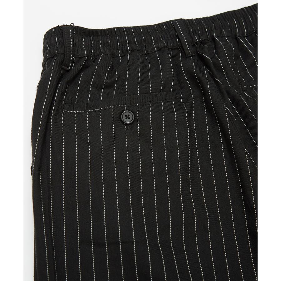 スラックス メンズ TR素材 スーツ生地 裾ジップ ワイドパンツ ウエストゴム 無地 ペンシルストライプ柄 ストライプパンツ サルエルパンツ 黒 improves | improves | 15