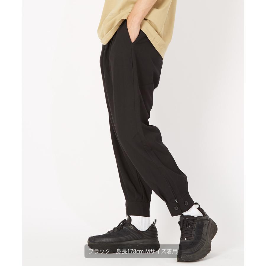 スラックス メンズ TR素材 スーツ生地 裾ジップ ワイドパンツ ウエストゴム 無地 ペンシルストライプ柄 ストライプパンツ サルエルパンツ 黒 improves | improves | 02
