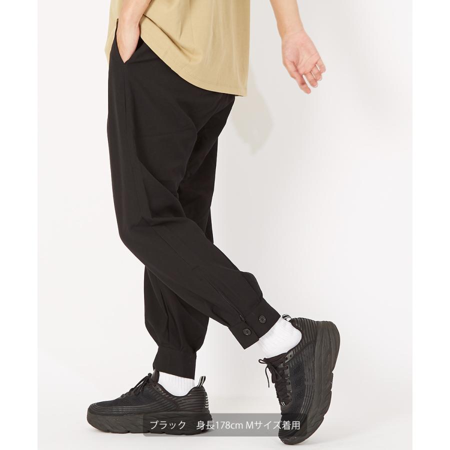スラックス メンズ TR素材 スーツ生地 裾ジップ ワイドパンツ ウエストゴム 無地 ペンシルストライプ柄 ストライプパンツ サルエルパンツ 黒 improves | improves | 03