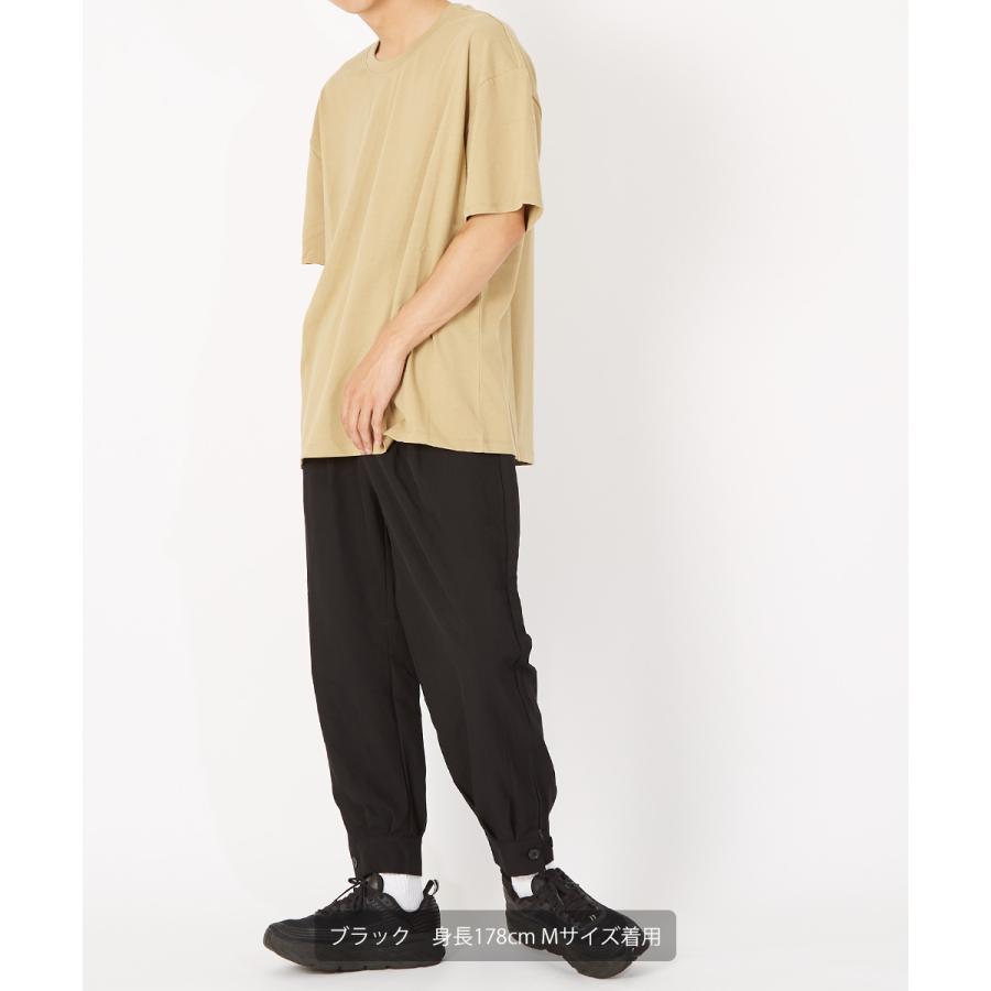 スラックス メンズ TR素材 スーツ生地 裾ジップ ワイドパンツ ウエストゴム 無地 ペンシルストライプ柄 ストライプパンツ サルエルパンツ 黒 improves | improves | 04