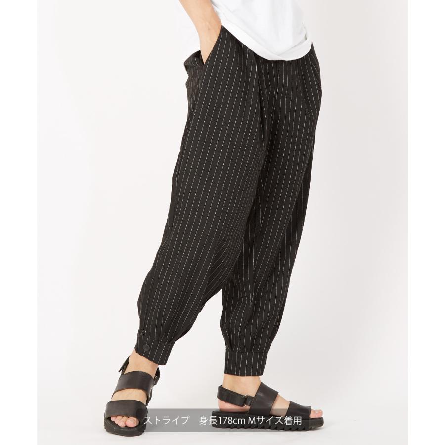 スラックス メンズ TR素材 スーツ生地 裾ジップ ワイドパンツ ウエストゴム 無地 ペンシルストライプ柄 ストライプパンツ サルエルパンツ 黒 improves | improves | 05