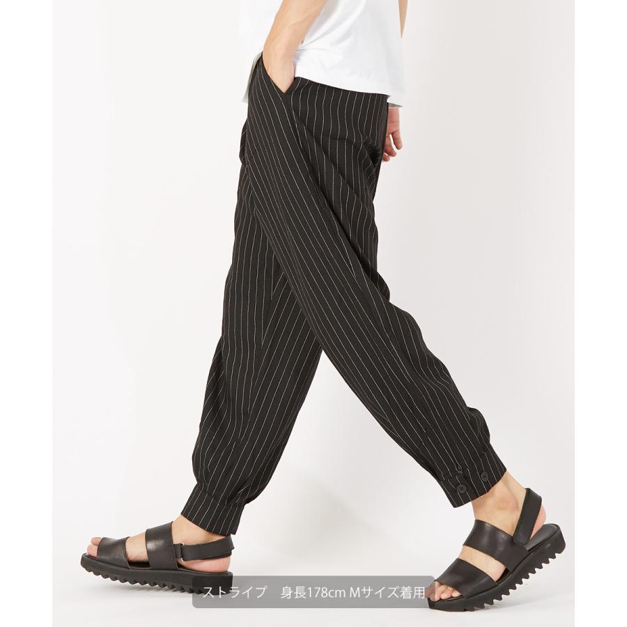 スラックス メンズ TR素材 スーツ生地 裾ジップ ワイドパンツ ウエストゴム 無地 ペンシルストライプ柄 ストライプパンツ サルエルパンツ 黒 improves | improves | 06