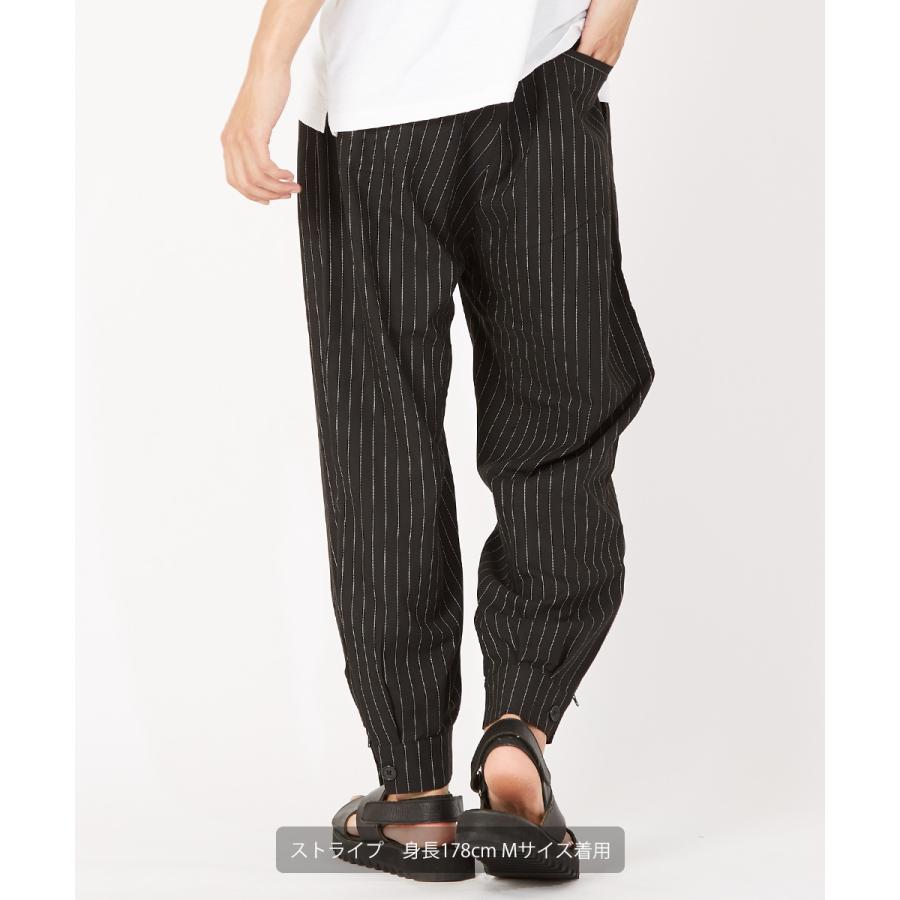 スラックス メンズ TR素材 スーツ生地 裾ジップ ワイドパンツ ウエストゴム 無地 ペンシルストライプ柄 ストライプパンツ サルエルパンツ 黒 improves | improves | 07