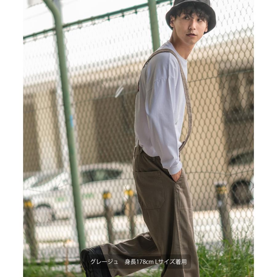 ワイドパンツ メンズ サスペンダー付き ツイル ベイカーパンツ テーパード ゆったり 大きいサイズ ビッグシルエット 無地 黒 青 improves | improves | 03