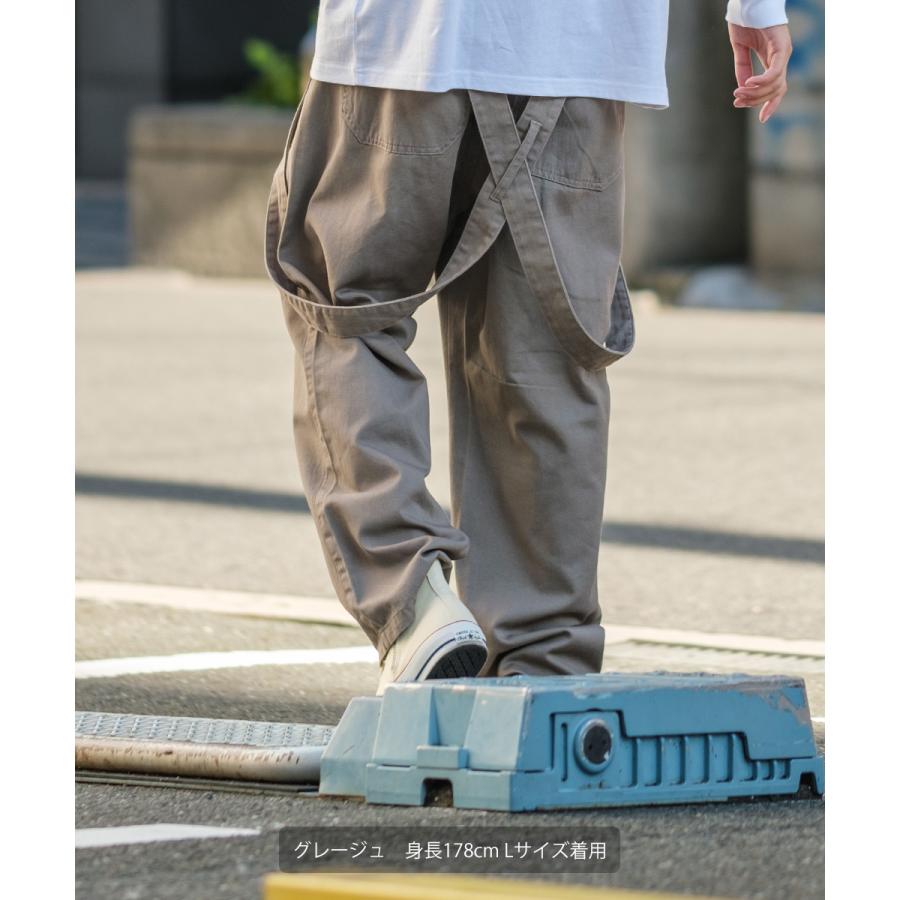ワイドパンツ メンズ サスペンダー付き ツイル ベイカーパンツ テーパード ゆったり 大きいサイズ ビッグシルエット 無地 黒 青 improves | improves | 05