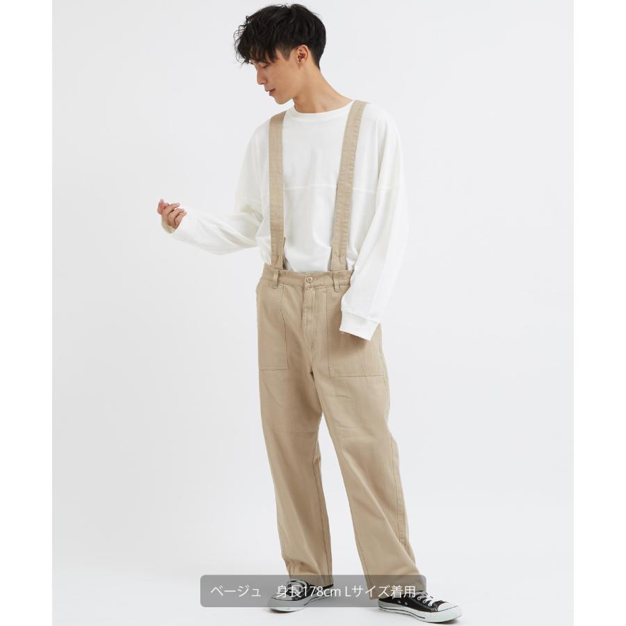 ベージュ サスペンダー付き ワイドパンツ 楽天市場