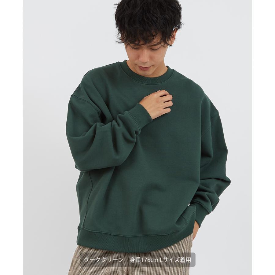 45rpm ダークグリーン ビッグトレーナー M〜Lサイズ improves（インプローブス） スウェット メンズ 裏起毛 長袖
