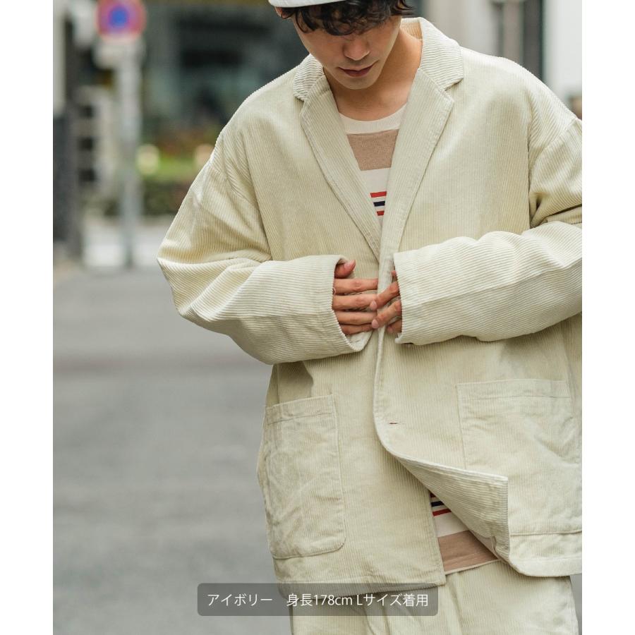 テーラードジャケット メンズ コーデュロイ 2Ｂジャケット 2つボタン ビッグシルエット オーバーサイズ 大きいサイズ セットアップ可能 無地 improves | improves | 03