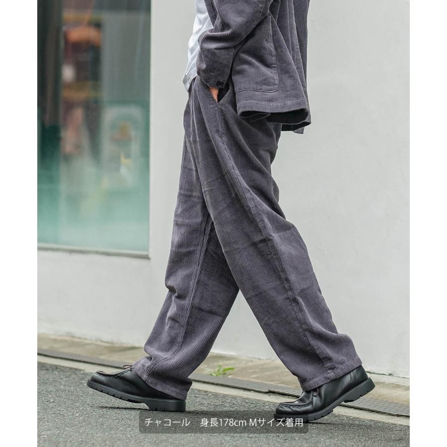 ワイドパンツ メンズ コーデュロイパンツ セットアップ可能 ウエストゴム オーバーサイズ 大きいサイズ イージーパンツ 無地 improves | improves | 12