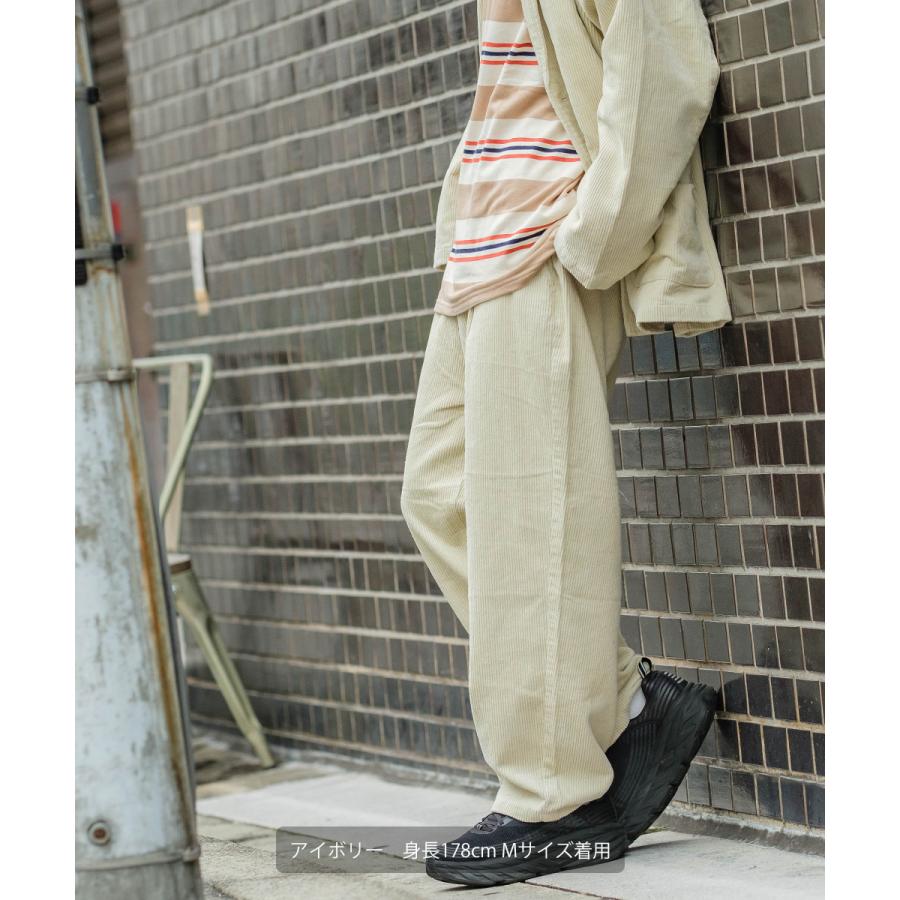 ワイドパンツ メンズ コーデュロイパンツ セットアップ可能 ウエストゴム オーバーサイズ 大きいサイズ イージーパンツ 無地 improves | improves | 02