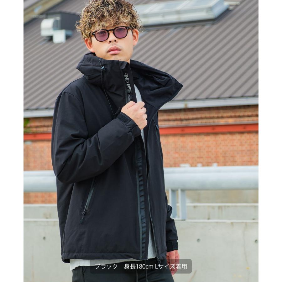 マウンテンパーカー メンズ 防寒 中綿 ダウン ジャケット 撥水 ミニリップ 止水ジップ ボリュームネック ミリタリーパーカー 秋冬アウター 白 黒 | improves | 01