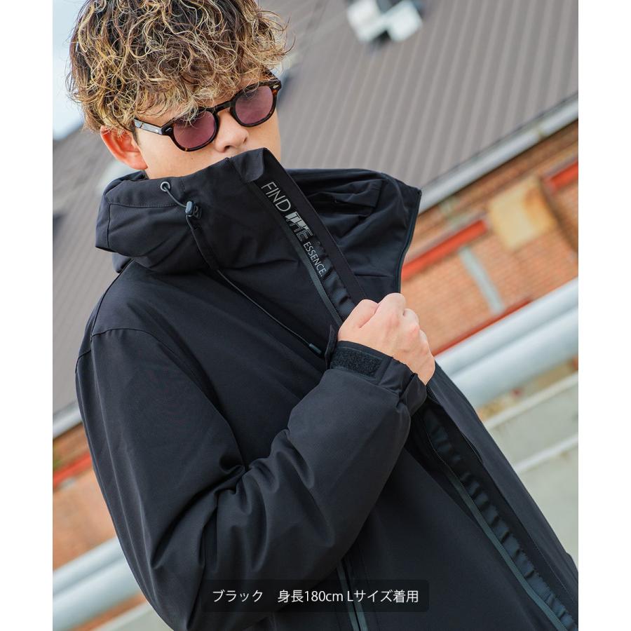 マウンテンパーカー メンズ 防寒 中綿 ダウン ジャケット 撥水 ミニリップ 止水ジップ ボリュームネック ミリタリーパーカー 秋冬アウター 白 黒 | improves | 02