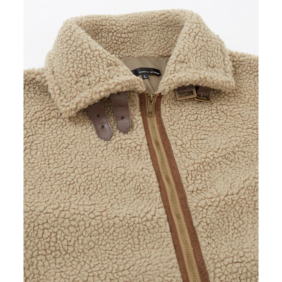 B-3ボアブルゾン メンズ ビッグ スタンドカラー ジャケット シープボア ジャンバー ボアジャケット B3 ミリタリー フライトジャケット モコモコ improves | improves | 12