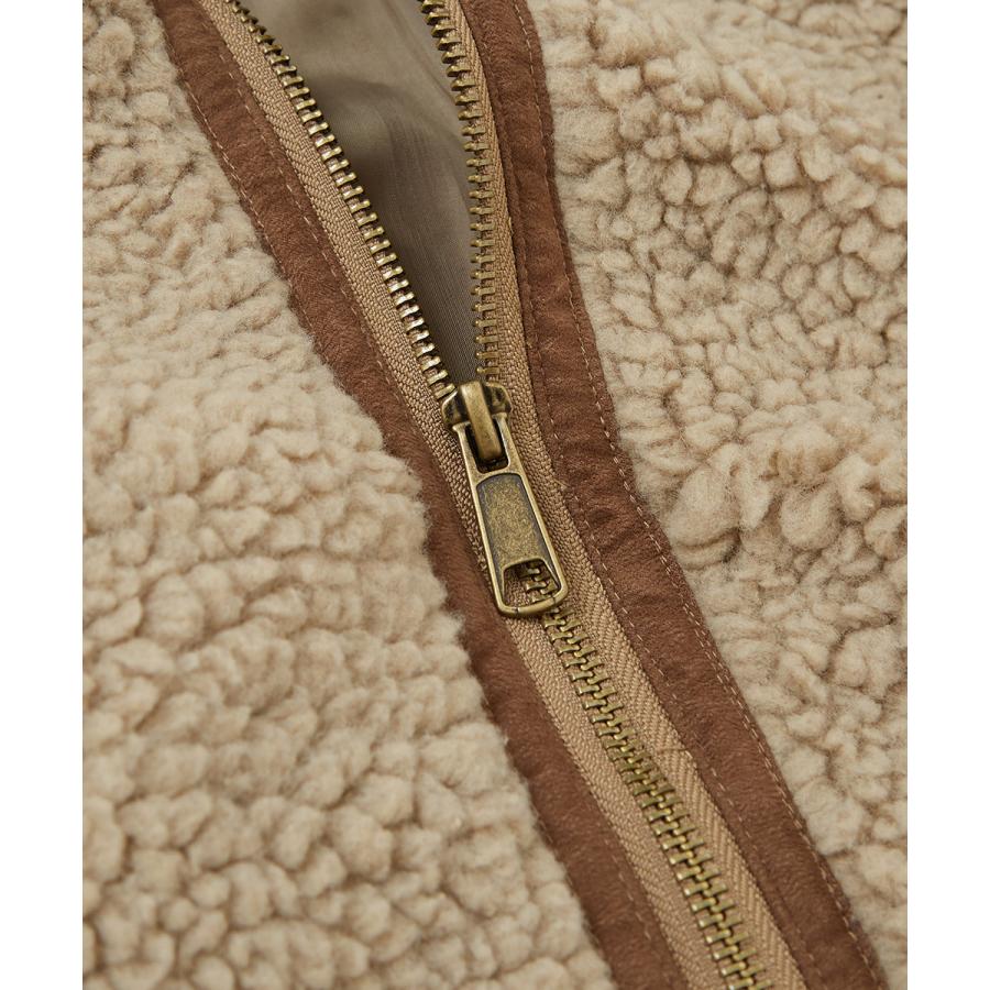 B-3ボアブルゾン メンズ ビッグ スタンドカラー ジャケット シープボア ジャンバー ボアジャケット B3 ミリタリー フライトジャケット モコモコ improves | improves | 14