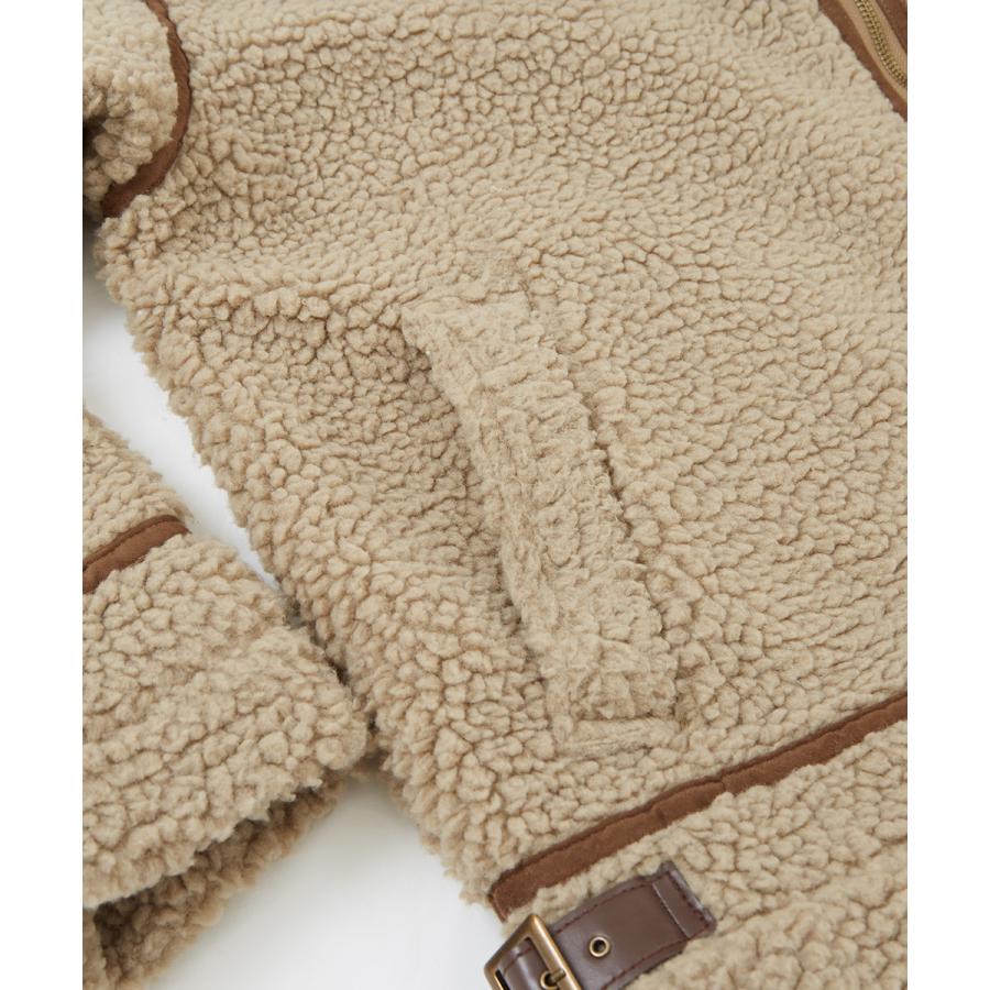 B-3ボアブルゾン メンズ ビッグ スタンドカラー ジャケット シープボア ジャンバー ボアジャケット B3 ミリタリー フライトジャケット モコモコ improves | improves | 15