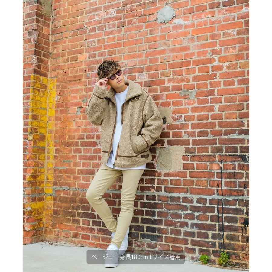 B-3ボアブルゾン メンズ ビッグ スタンドカラー ジャケット シープボア ジャンバー ボアジャケット B3 ミリタリー フライトジャケット モコモコ improves | improves | 04