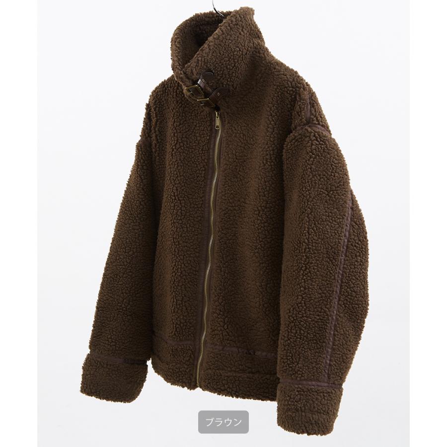 B-3ボアブルゾン メンズ ビッグ スタンドカラー ジャケット シープボア ジャンバー ボアジャケット B3 ミリタリー フライトジャケット モコモコ improves | improves | 09