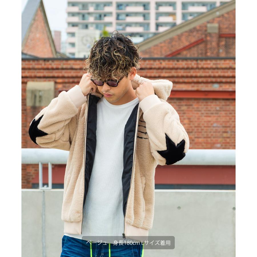 ファーパーカー メンズ フード ファー ジップアップ ジャケット ブルゾン 星柄 ワッペン ビッグ オーバーサイズ 暖か 温かい 起毛 刺繍 improves | improves | 06