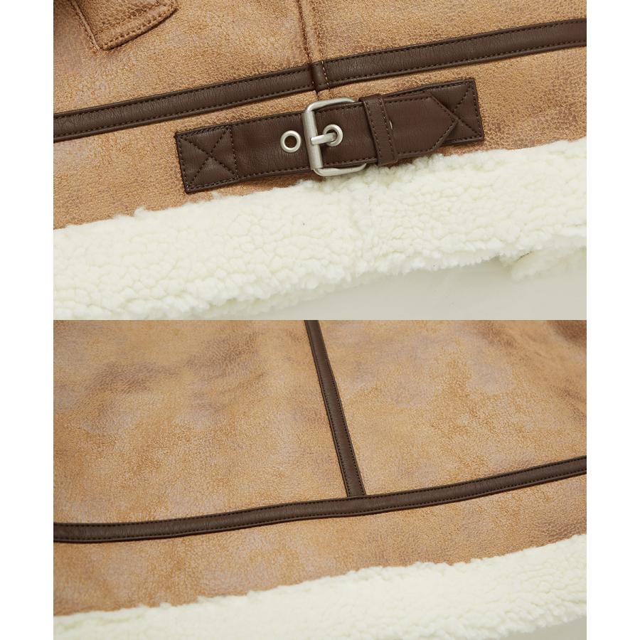 ボアジャケット メンズ 裏ボア ミリタリージャケット B-3 ボアアウター 無地 黒 茶 ブルゾン ムートンジャケット improves | improves | 18