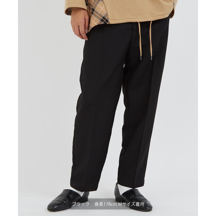 テーパードパンツ メンズ スラックス セットアップ可能 センタープレス ウエストゴム イージーパンツ ゆったり 大きいサイズ 黒 無地 improves | improves | 01